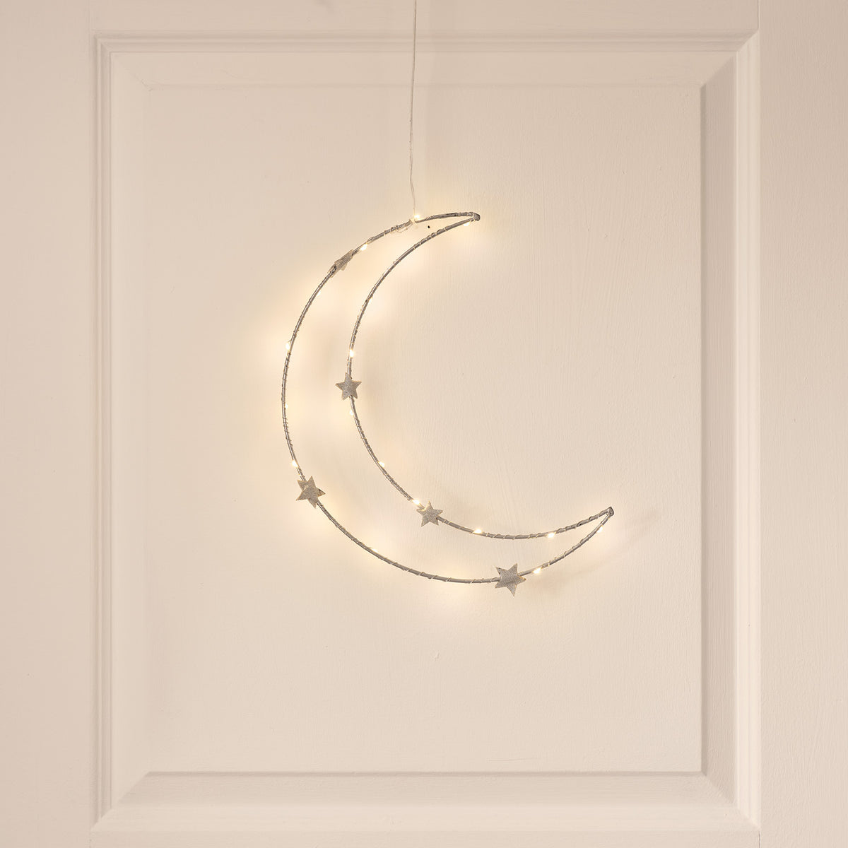 Décoration Lune Lumineuse Ornée d’Étoiles à Suspendre