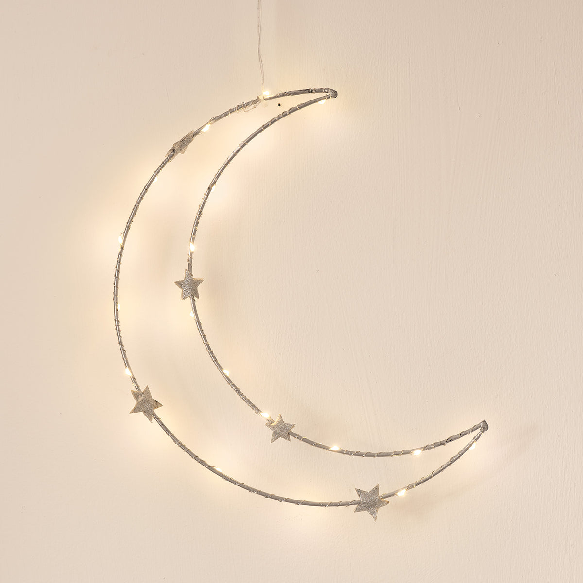 Décoration Lune Lumineuse Ornée d’Étoiles à Suspendre