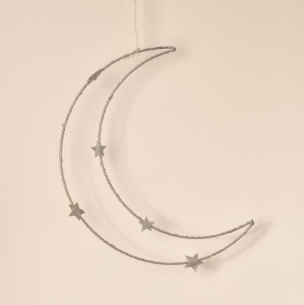 Décoration Lune Lumineuse Ornée d’Étoiles à Suspendre