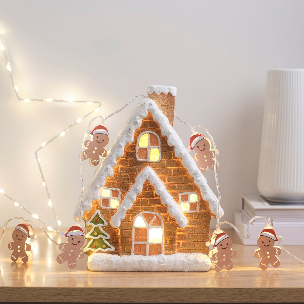 Maisonnette Lumineuse & Guirlande Lumineuse Bonhommes Pain d’Épices