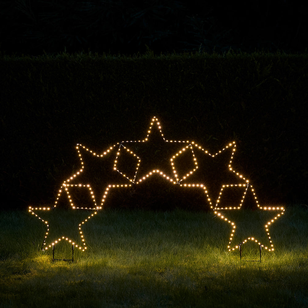 Arche Lumineuse à 5 Étoiles, Déco d’Extérieur à LED Bicolores