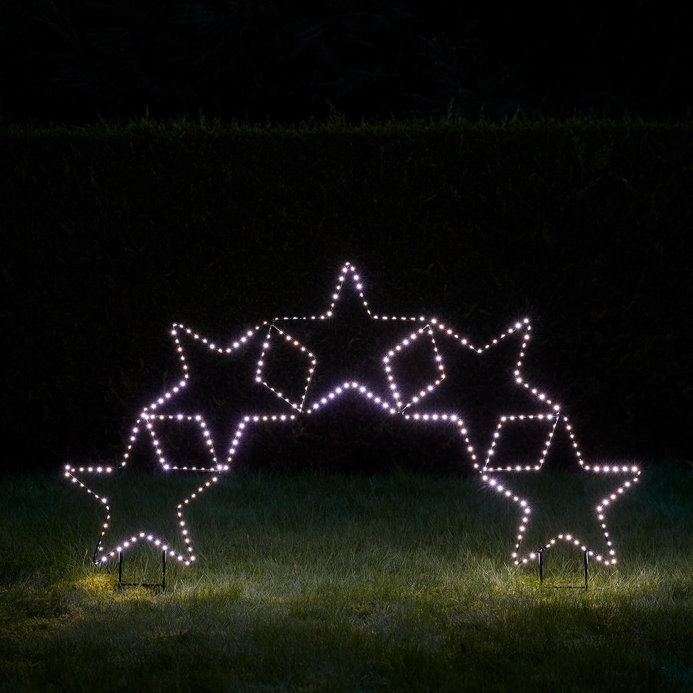 Arche Lumineuse à 5 Étoiles, Déco d’Extérieur à LED Bicolores