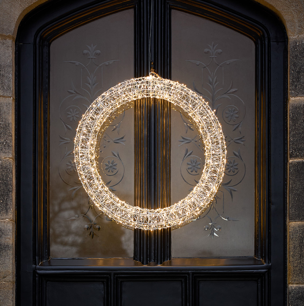 Couronne Lumineuse 3D Argentée à LED Blanc Chaud