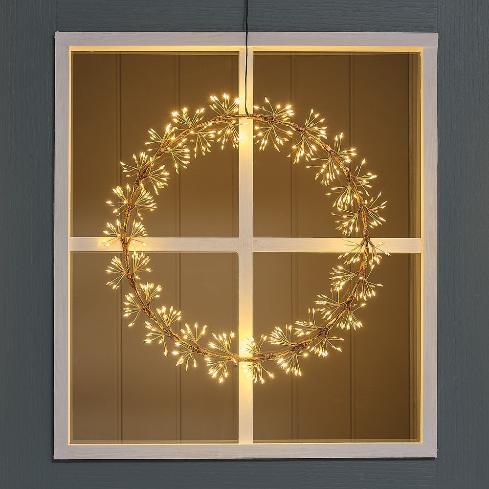 Couronne Lumineuse d’Extérieur Étoile Filante Dorée de 35 cm
