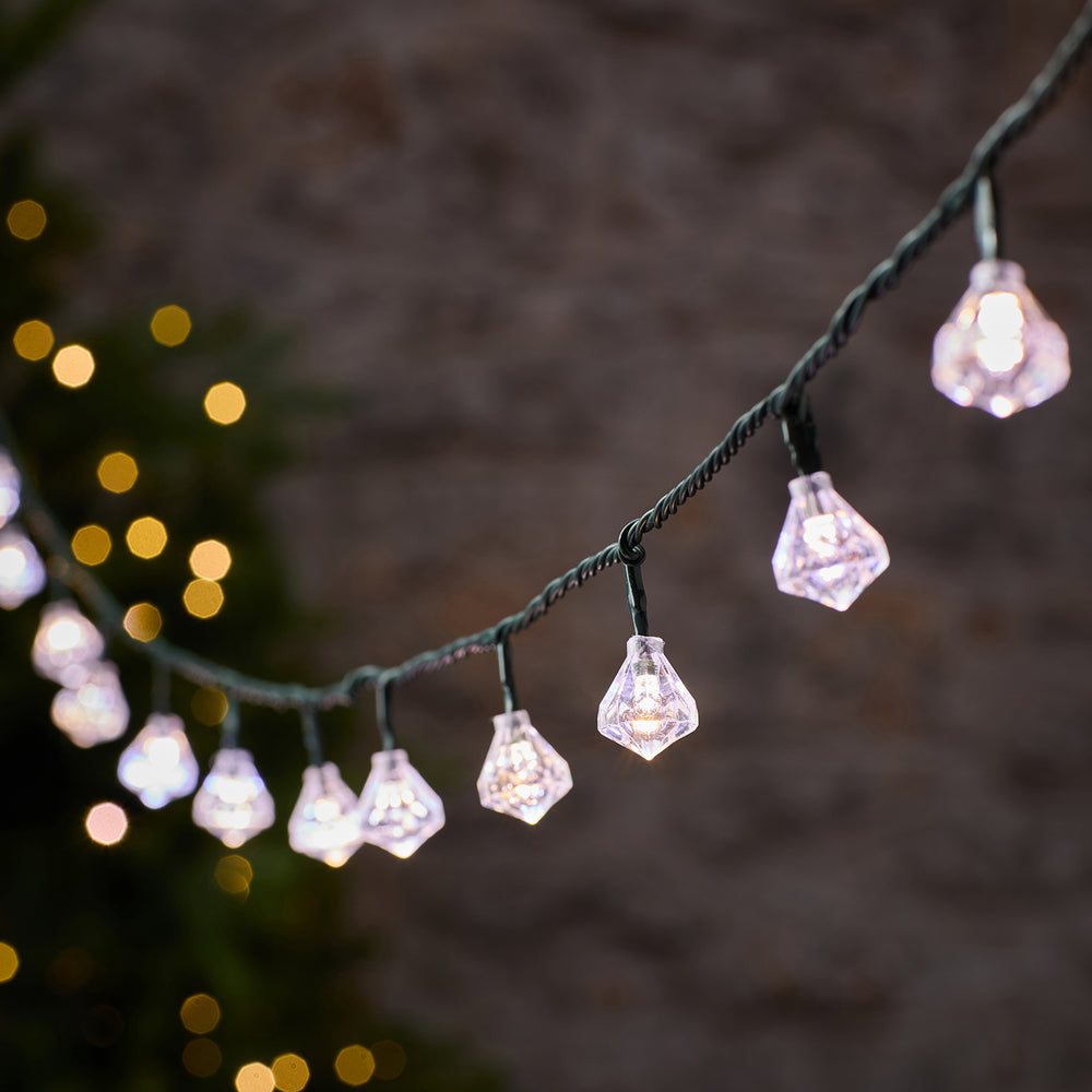 Guirlande Lumineuse d’Extérieur Raccordable de 15 m à Ampoules Forme Diamant Bicolores