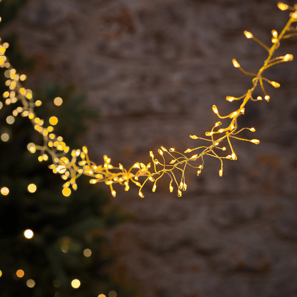 Guirlande Lumineuse d’Extérieur de 10 m en Grappe Dorée à 1200 LED