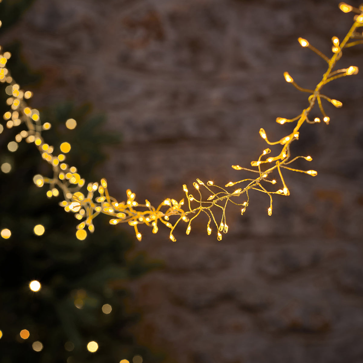 Guirlande Lumineuse d’Extérieur de 10 m en Grappe Dorée à 1200 LED