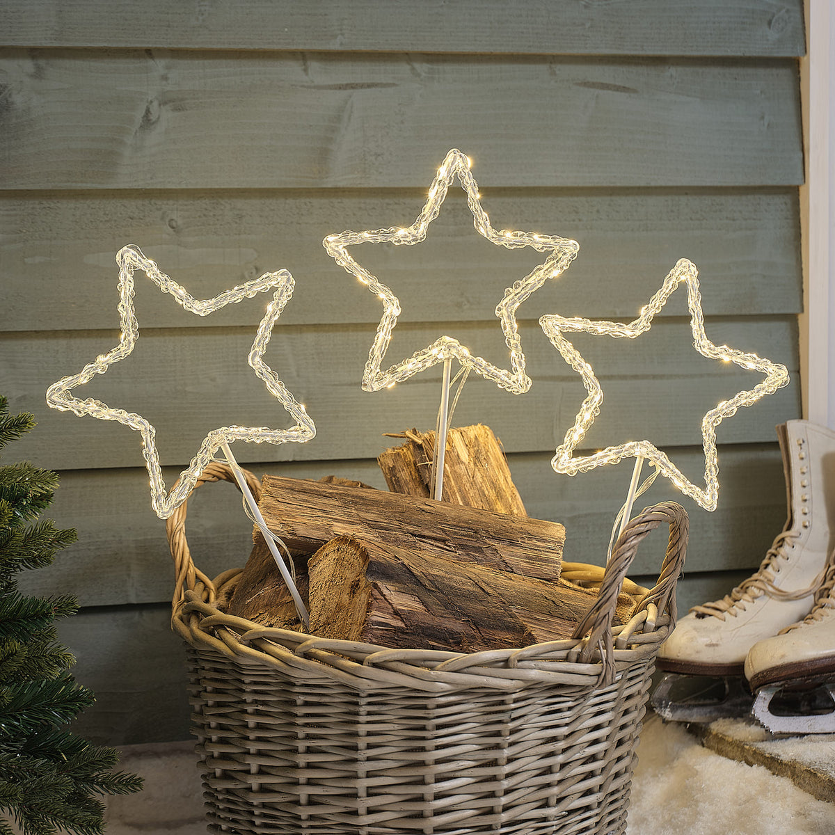 Lot de 3 Balises Étoiles Lumineuses d’Extérieur à Planter