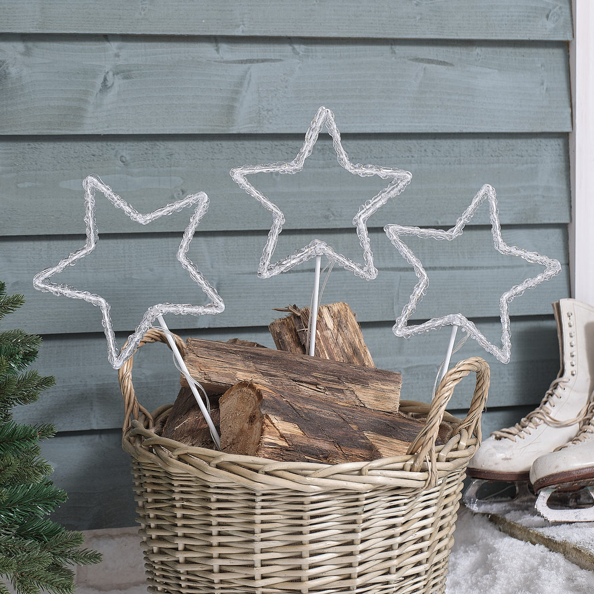 Lot de 3 Balises Étoiles Lumineuses d’Extérieur à Planter