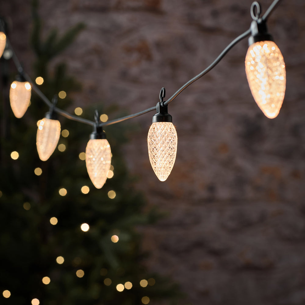 Guirlande Lumineuse d’Extérieur à 10 Pommes de Pin Blanc Chaud
