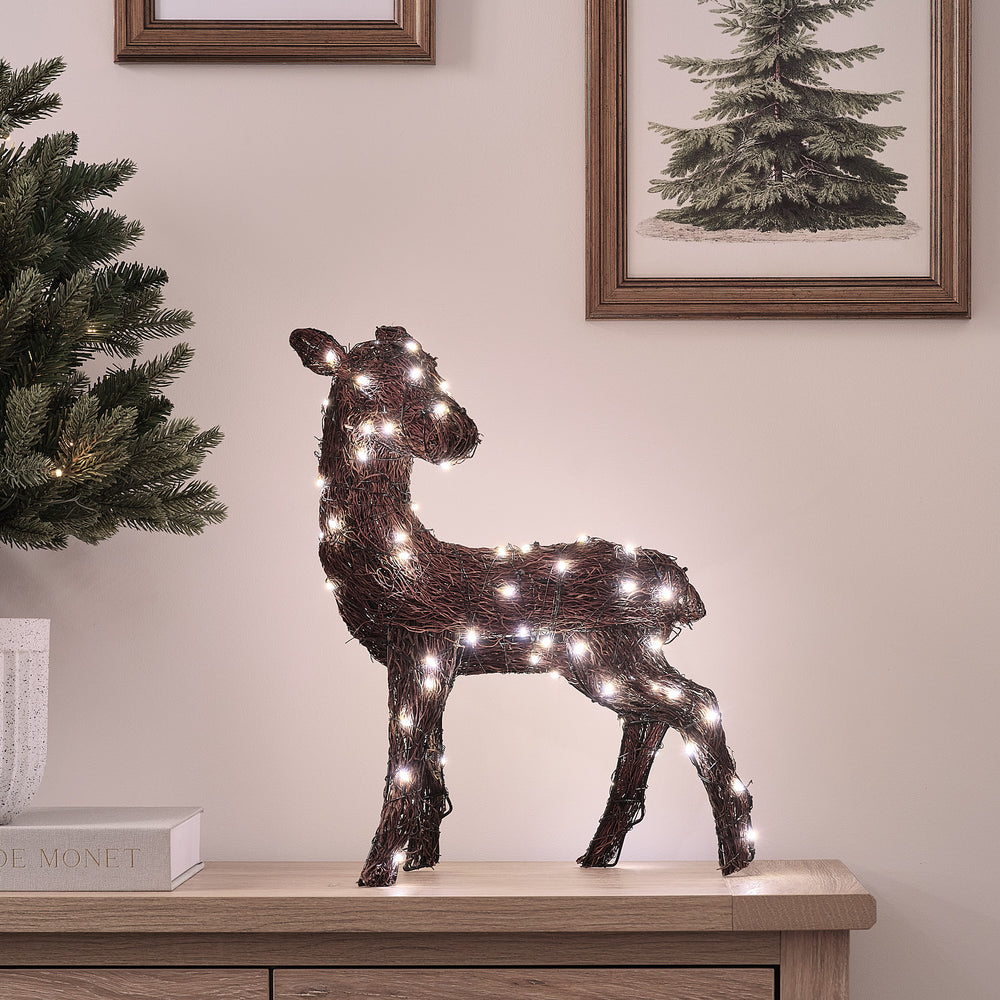 Biche Lumineuse Helmsley de 25 cm en Branches Naturelles à LED Bicolores