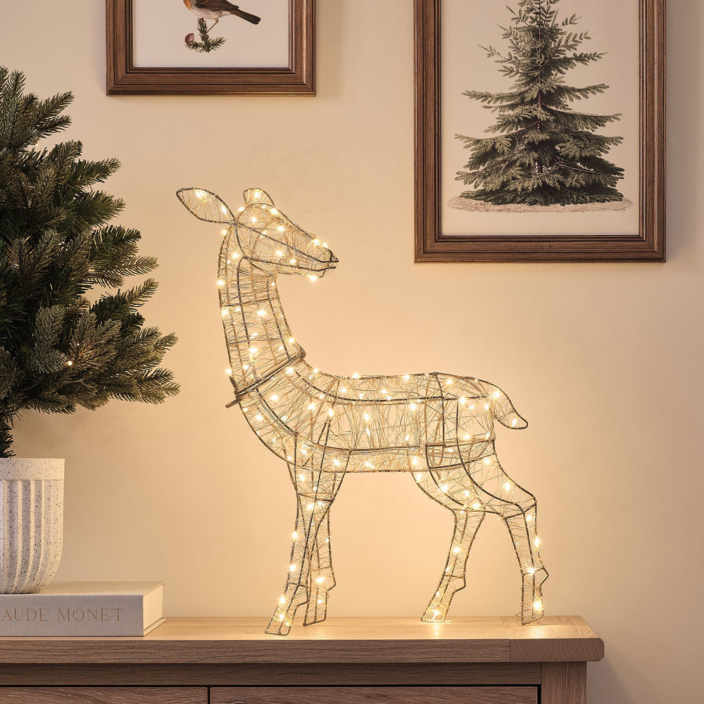 Mini Biche Lumineuse Hutton Dorée de 34 cm à LED Bicolores