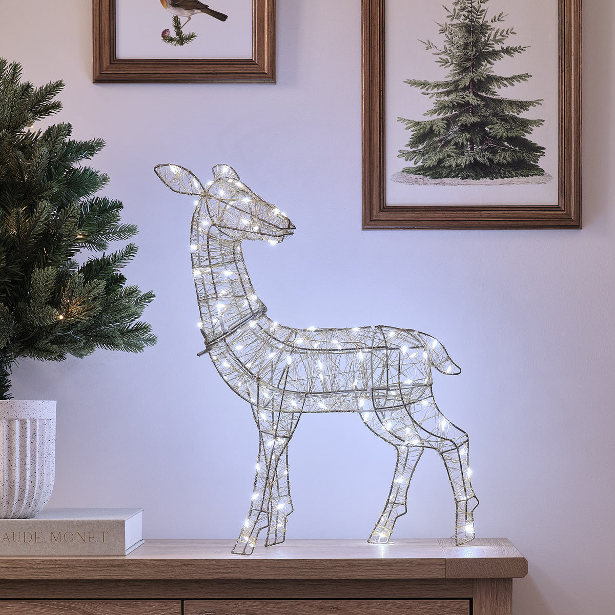 Mini Biche Lumineuse Hutton Dorée de 34 cm à LED Bicolores