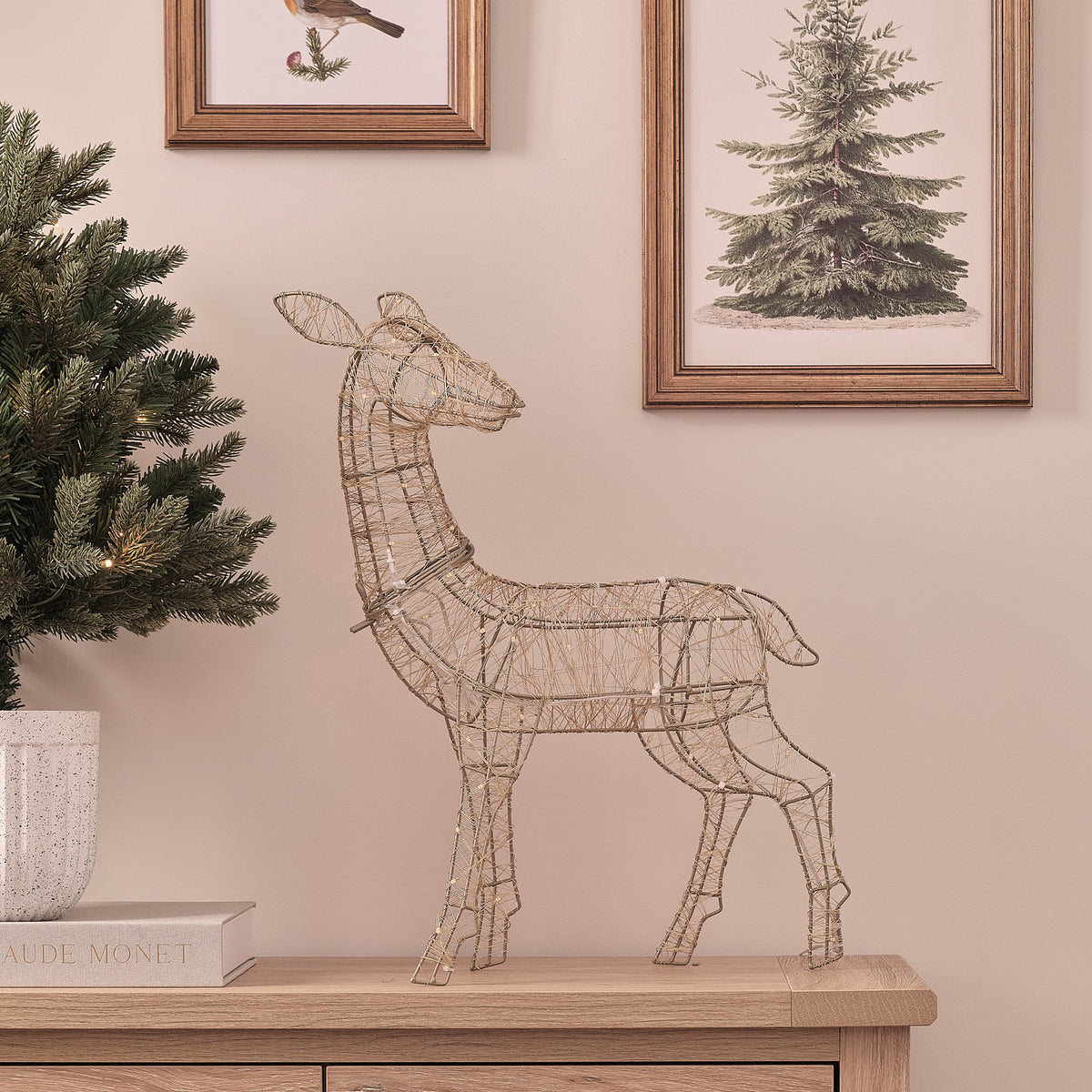 Mini Biche Lumineuse Hutton Dorée de 34 cm à LED Bicolores