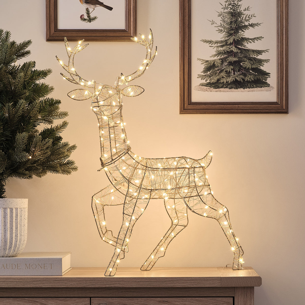 Mini Cerf Lumineux Hutton Doré de 40 cm à LED Bicolores