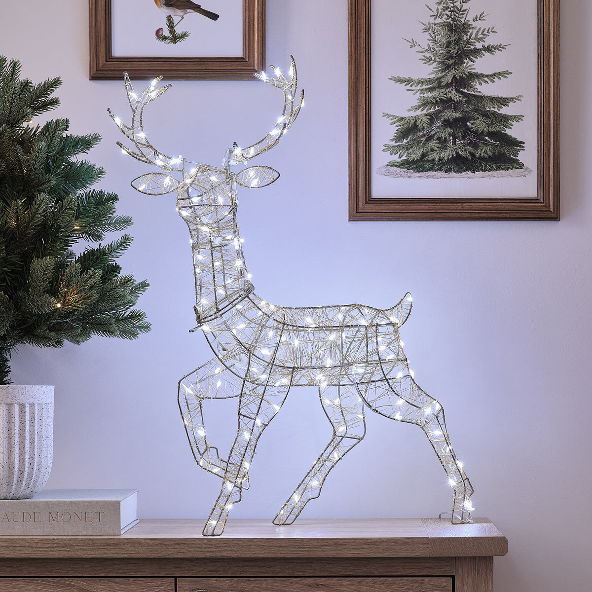 Mini Cerf Lumineux Hutton Doré de 40 cm à LED Bicolores