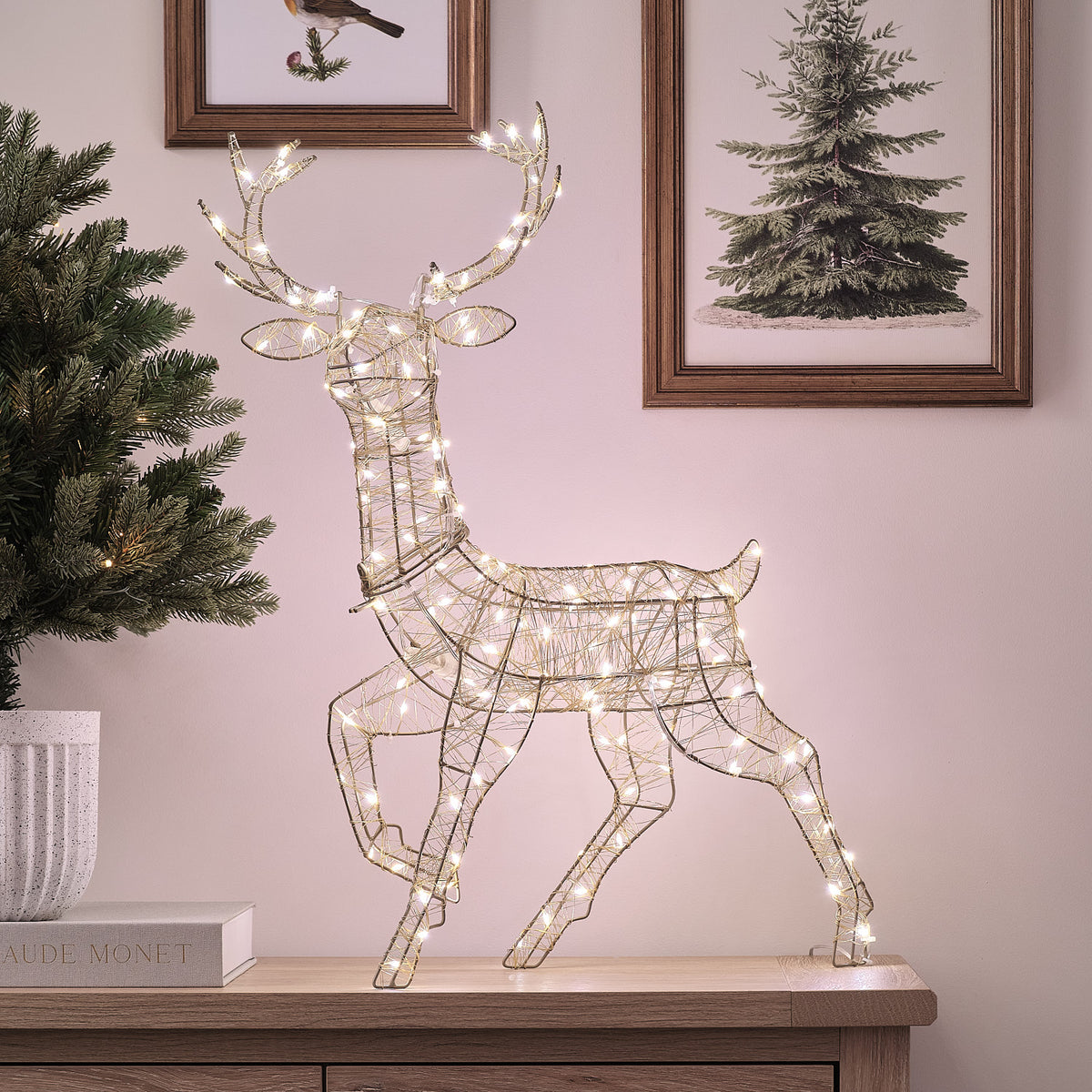 Mini Cerf Lumineux Hutton Doré de 40 cm à LED Bicolores