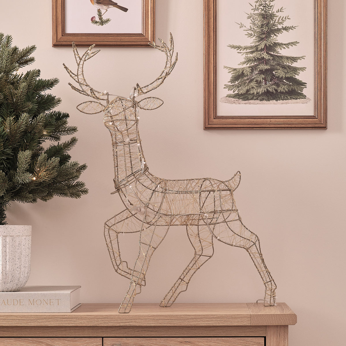 Mini Cerf Lumineux Hutton Doré de 40 cm à LED Bicolores
