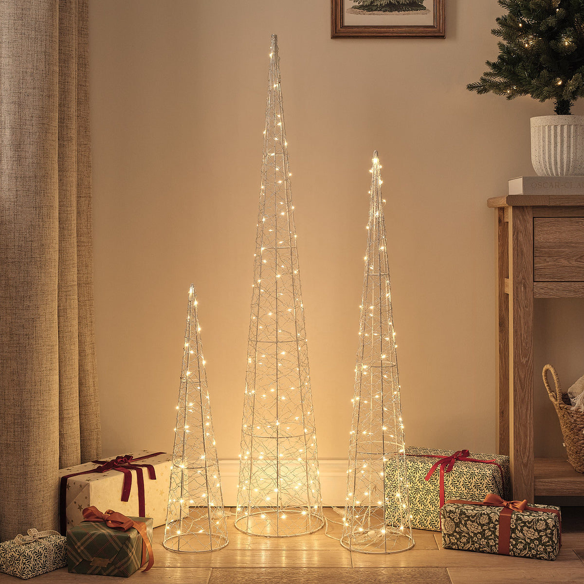 Lot de 3 Cônes Lumineux d’Extérieur de 120, 90 et 60 cm