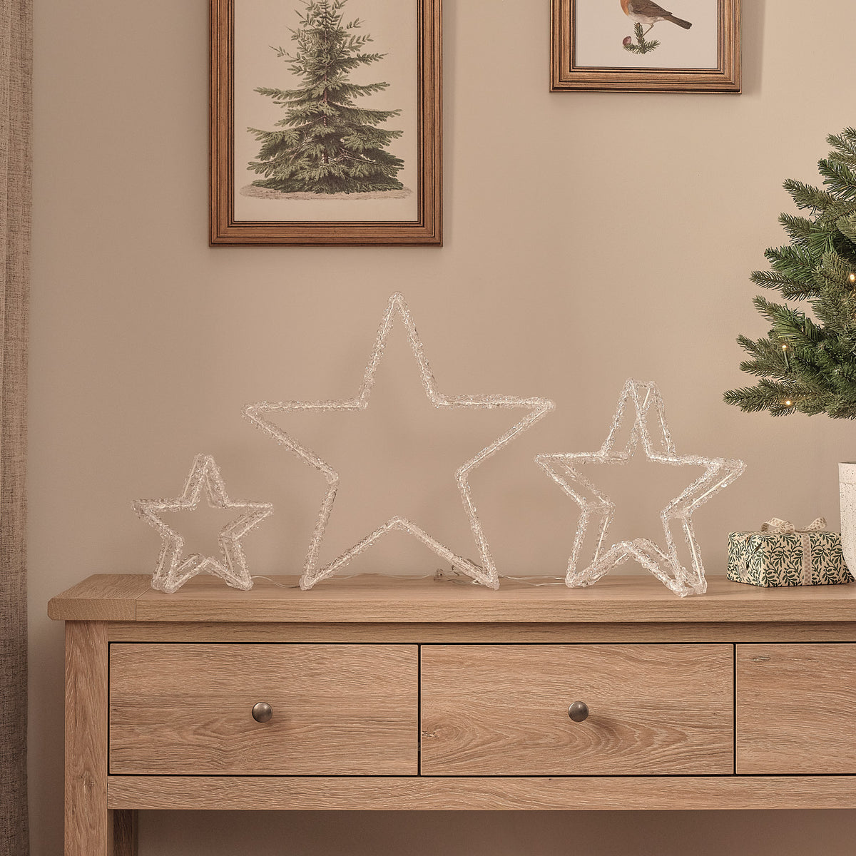 Lot de 3 Étoiles Lumineuses d’Extérieur de 35 cm en Acrylique