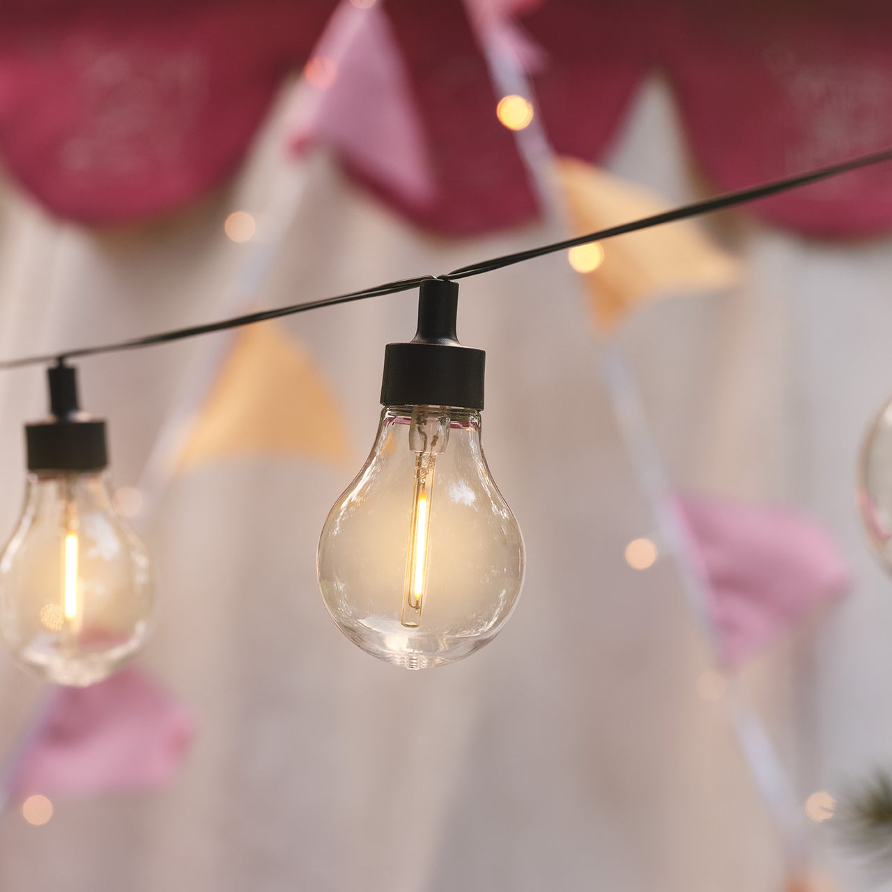 Guirlande Guinguette Vintage Solaire à 20 Ampoules Blanc Chaud