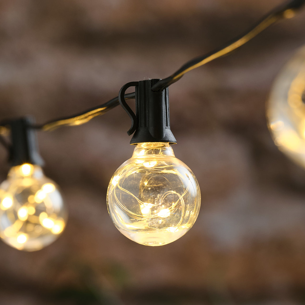 Guirlande Guinguette Solaire à 10 Ampoules Transparentes Micro LED Blanc Chaud