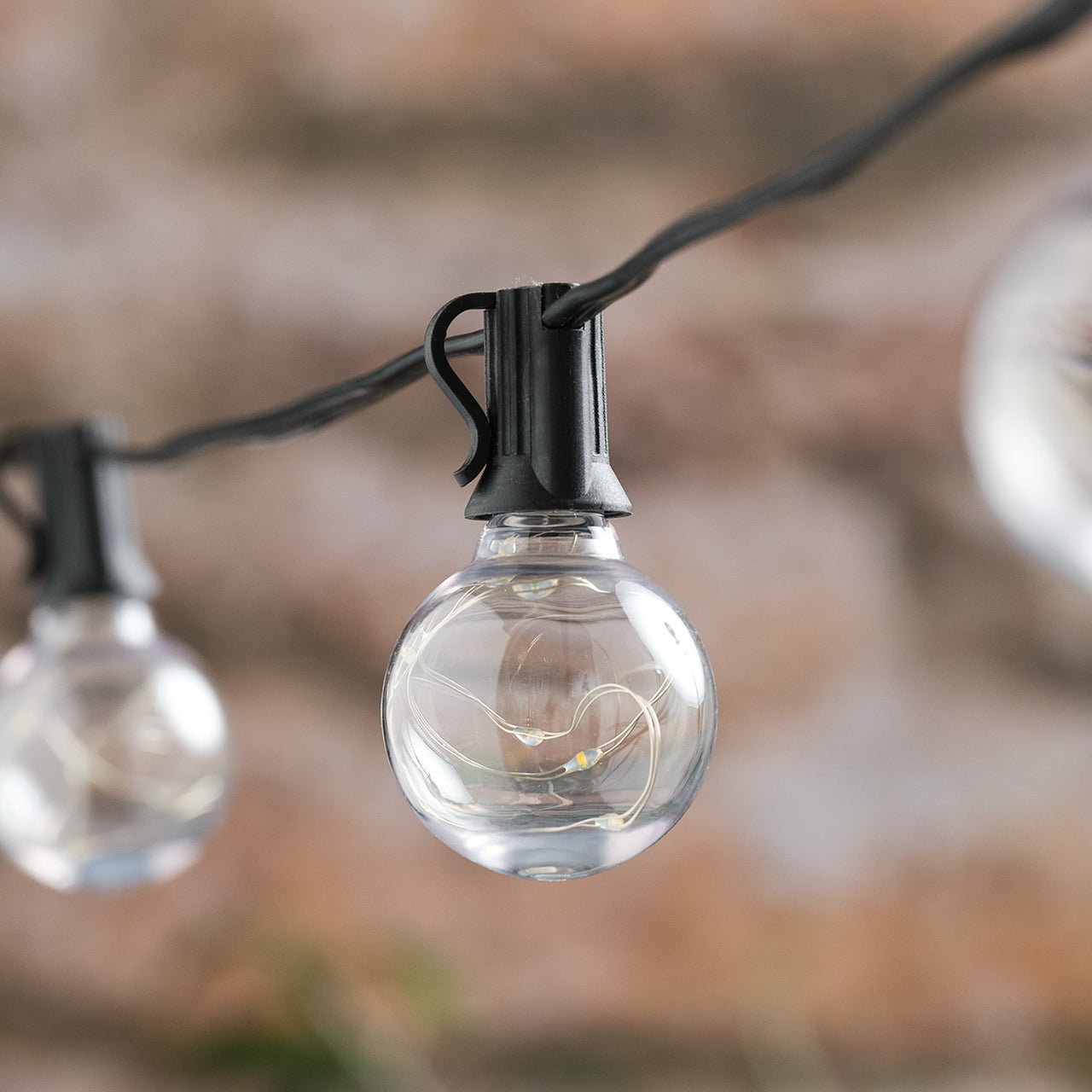 Guirlande Guinguette Solaire à 10 Ampoules Transparentes Micro LED Blanc Chaud