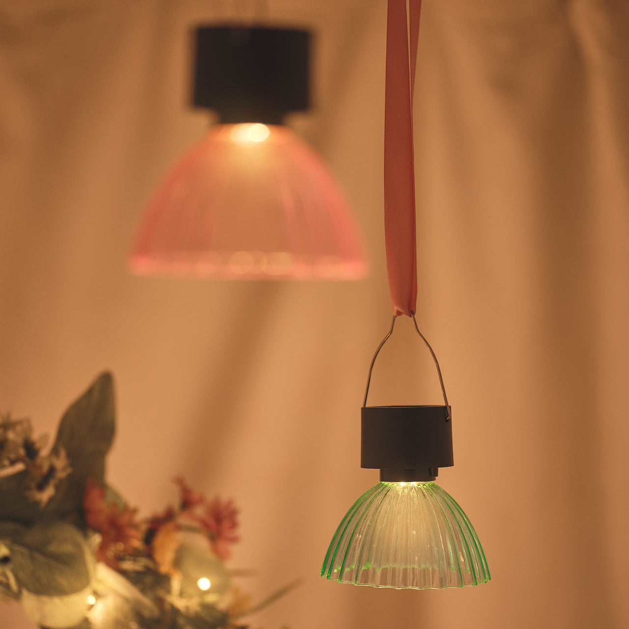 Lot de 4 Suspensions Solaires Décoratives Style Lustres aux Teintes Pastel