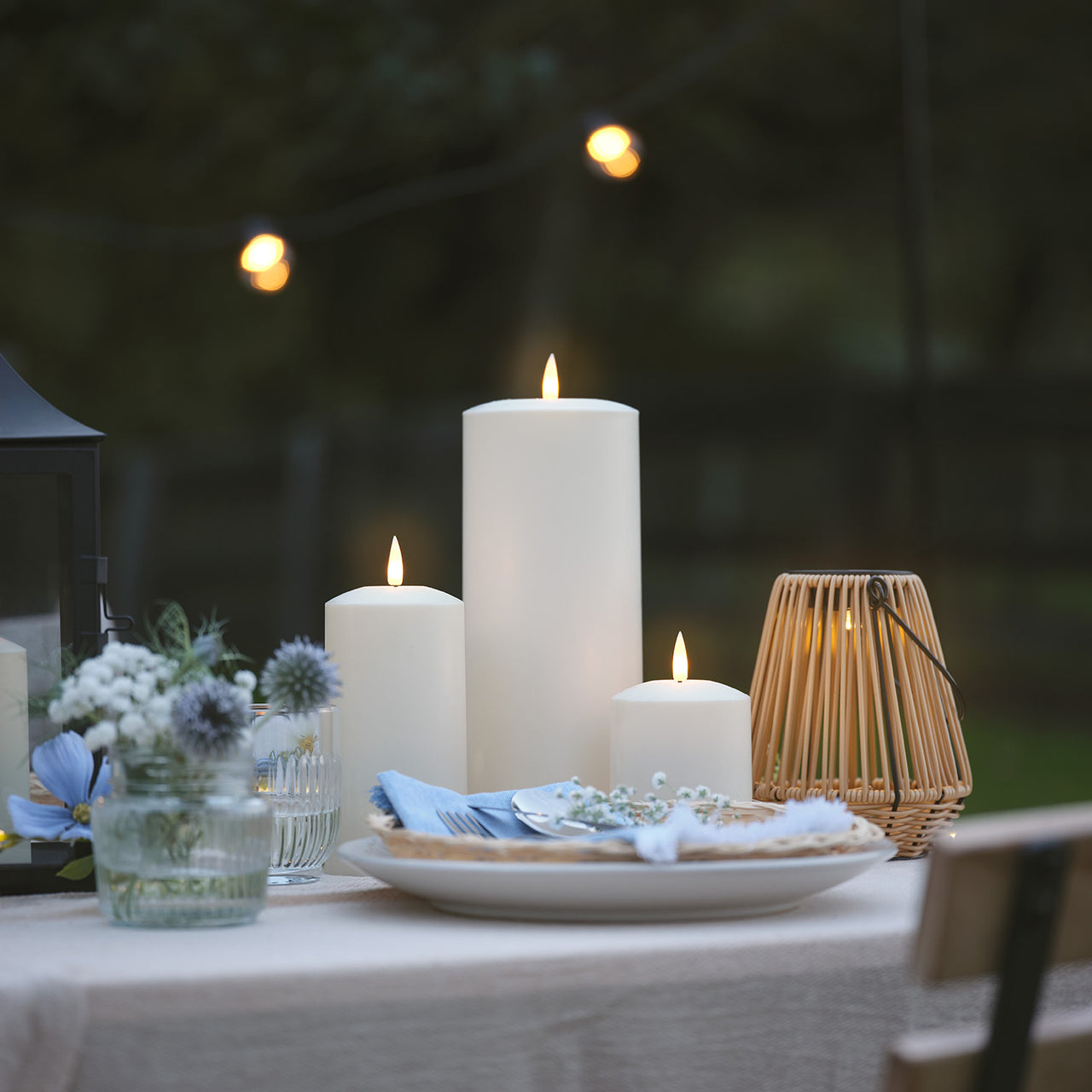 Lanterne Solaire Hygge Effet Rotin Tressé