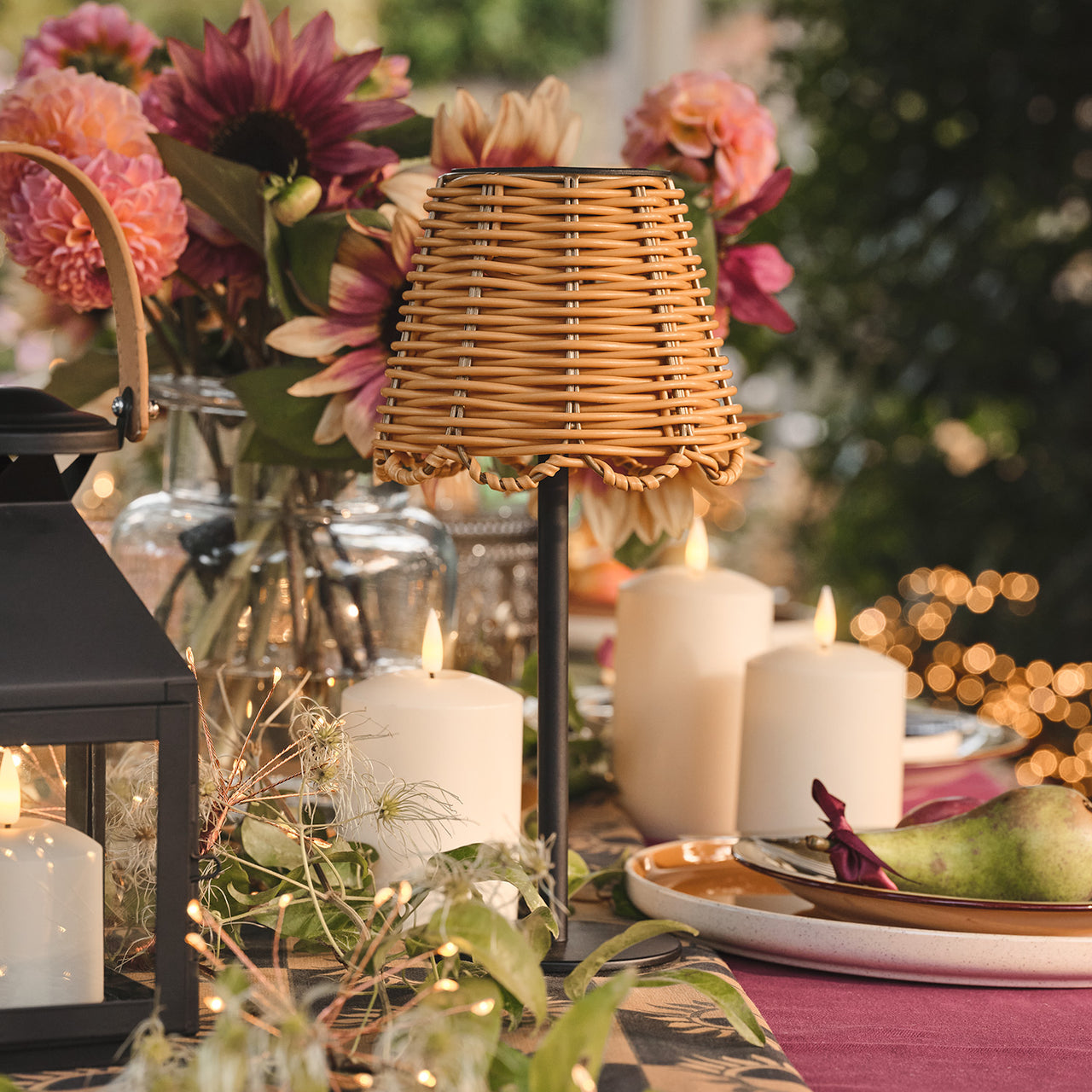 Lampe de Table Solaire Kurv Effet Rotin Tressé