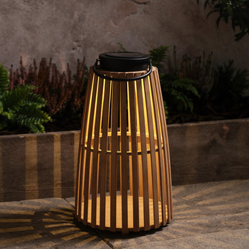 Grande Lanterne Solaire en Bois Ajouré