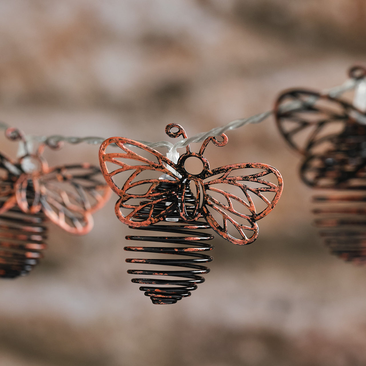 Guirlande Lumineuse Solaire Abeilles en Métal