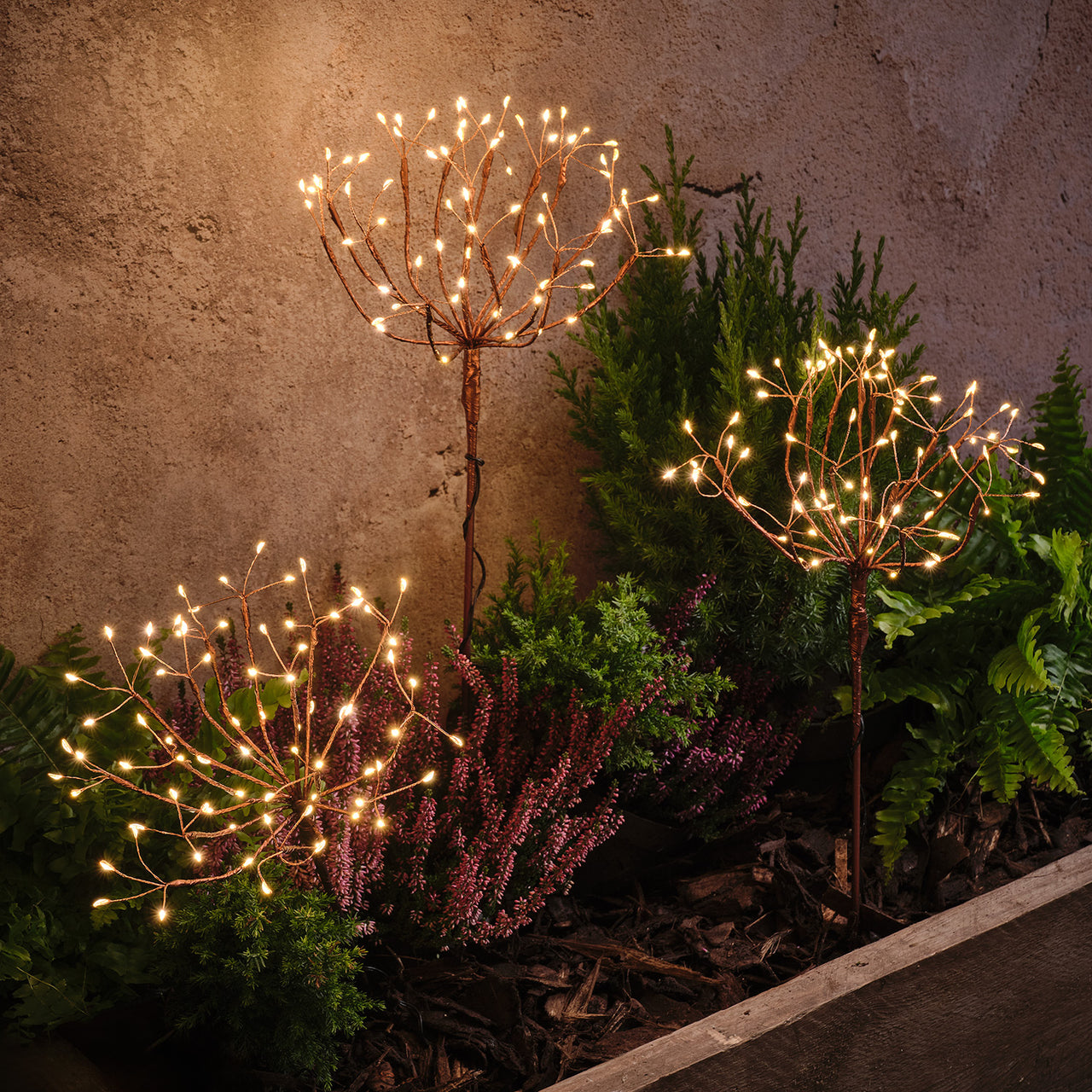 Piquet Lumineux Solaire Effet Éclats d’Étoiles Doré