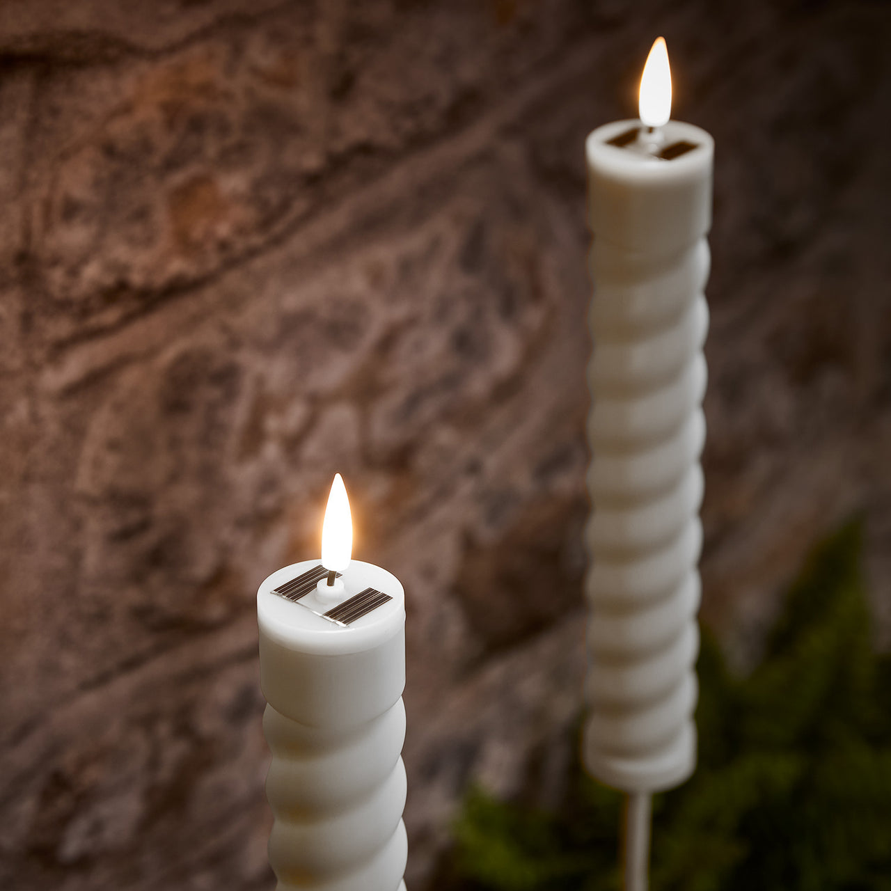 Lot de 2 Bougies Torches Solaires TruGlow® Blanches