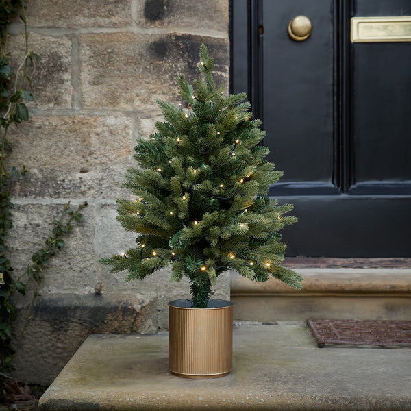 Sapin De Noël Pré-éclairé Pour Urne/extérieur - 51,6 Cm, Lumières LED à Piles, Modes Blanc Chaud Et Multicolore - 9