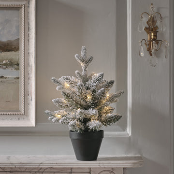 Sapin Artificiel Lumineux Enneigé de 45 cm, Décoration de Noël