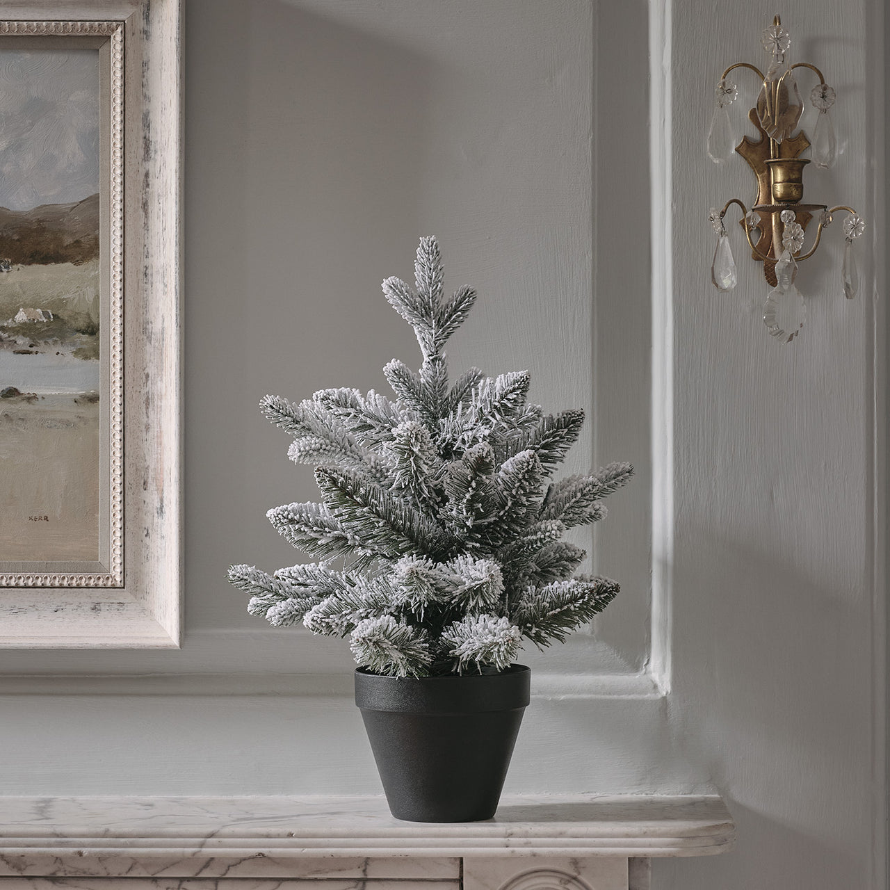 Sapin Artificiel Lumineux Enneigé de 45 cm, Décoration de Noël
