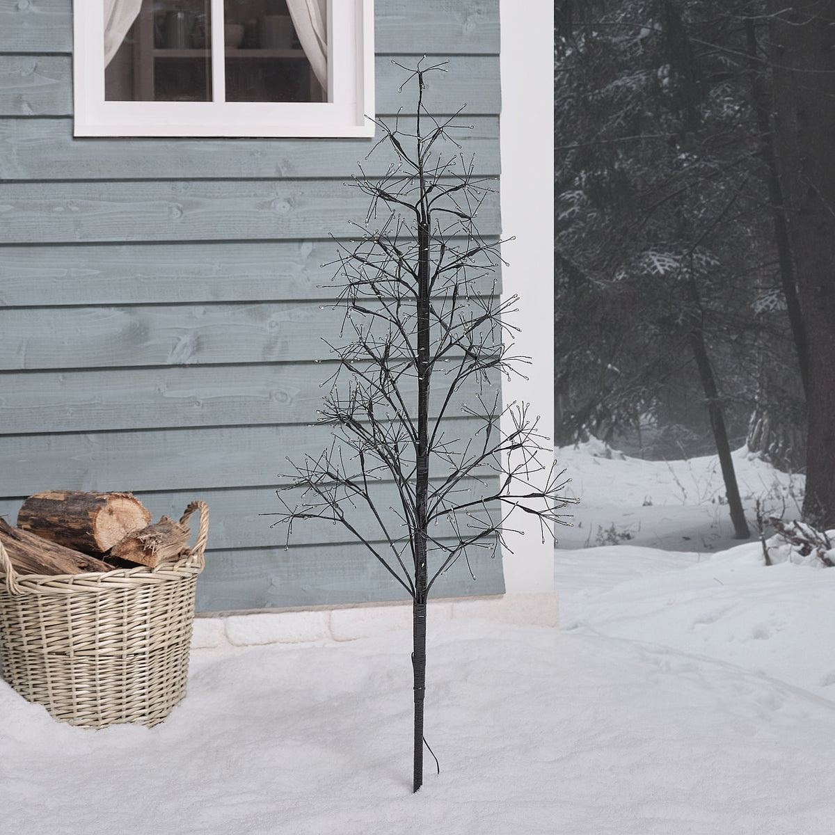 Arbre Lumineux d’Extérieur Noir de 1,2 m Style Étoile Filante