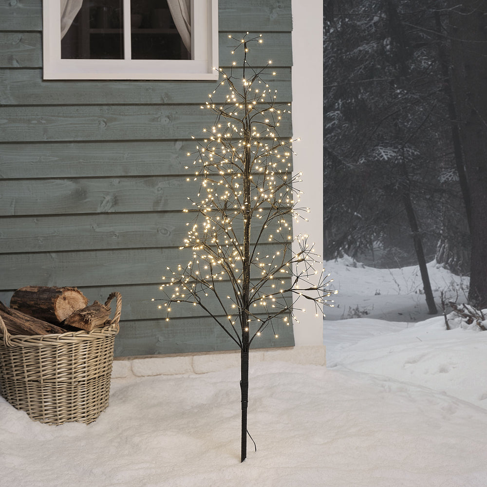 Arbre Lumineux d’Extérieur Noir de 1,2 m Style Étoile Filante
