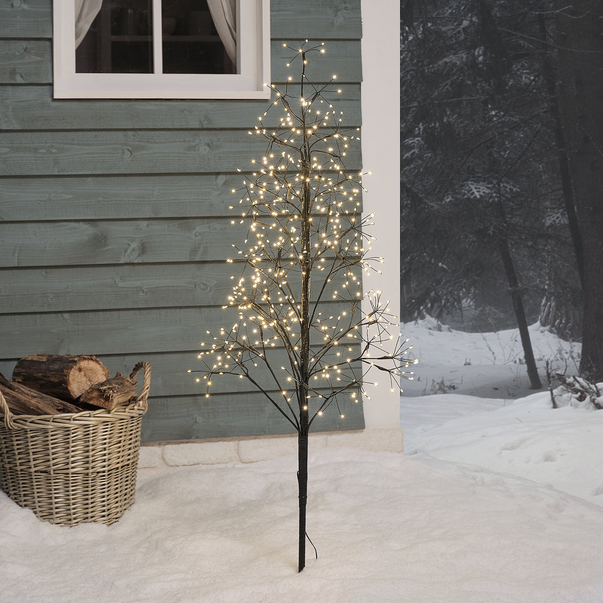 Arbre Lumineux d’Extérieur Noir de 1,2 m Style Étoile Filante