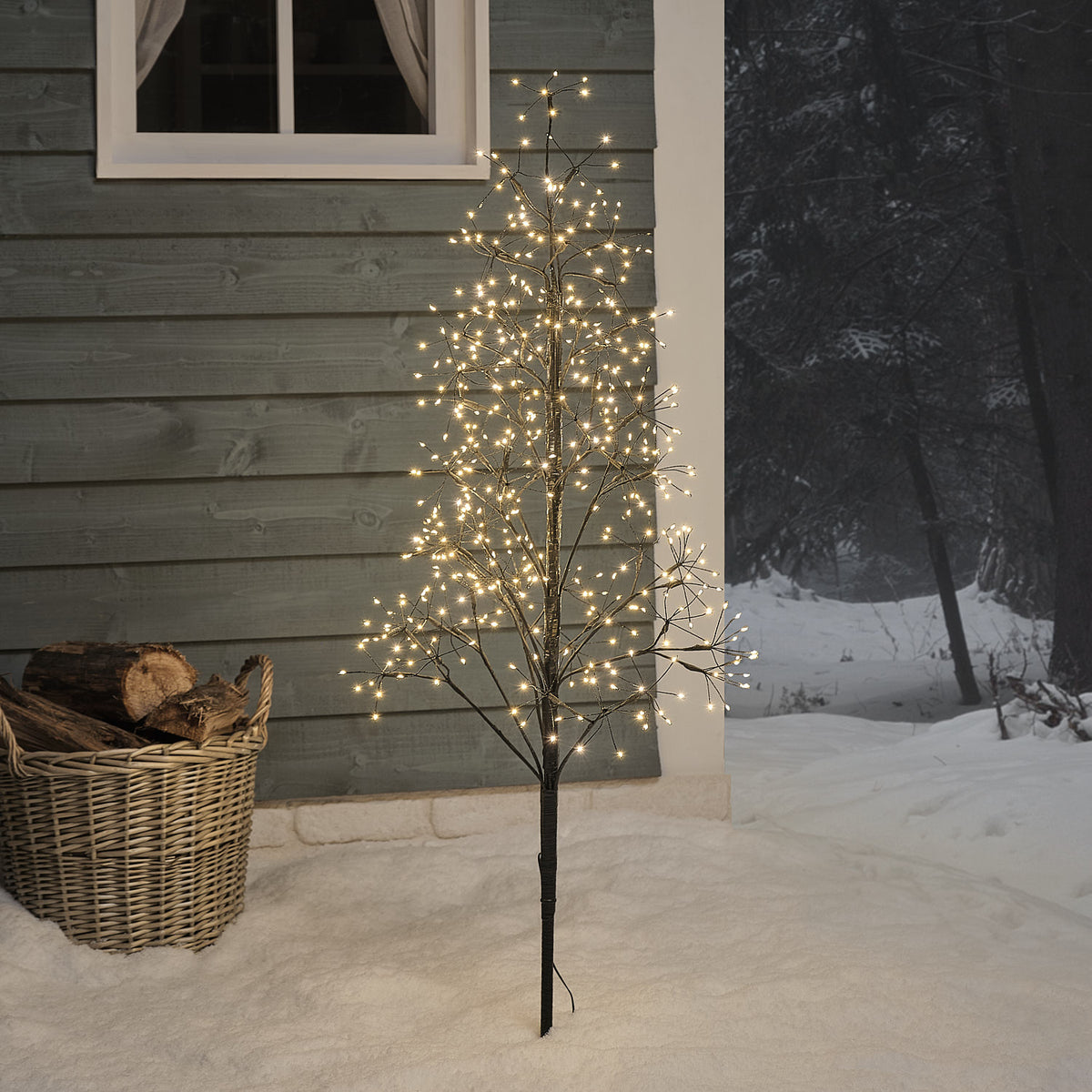 Arbre Lumineux d’Extérieur Noir de 1,2 m Style Étoile Filante