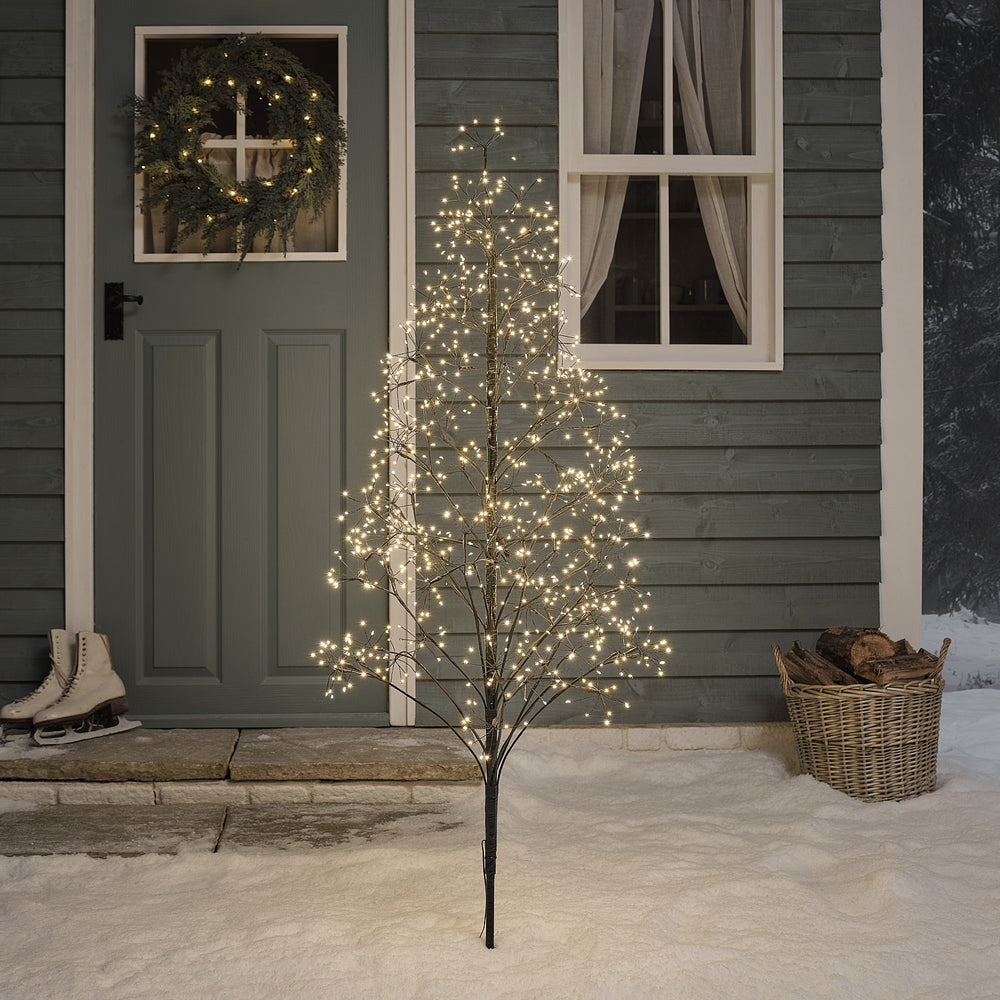 Arbre Lumineux d’Extérieur Noir de 1,5 m Style Étoile Filante