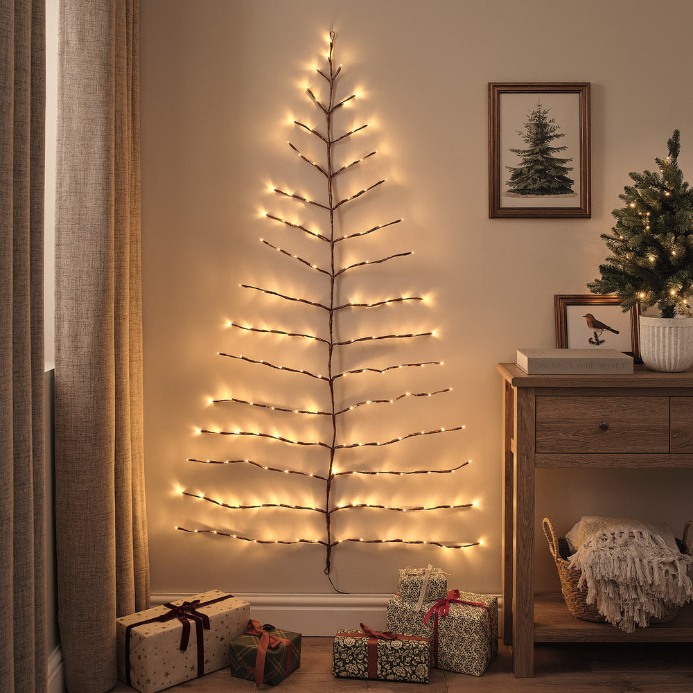 Sapin Mural Lumineux Minimaliste Doré de 1,5 m
