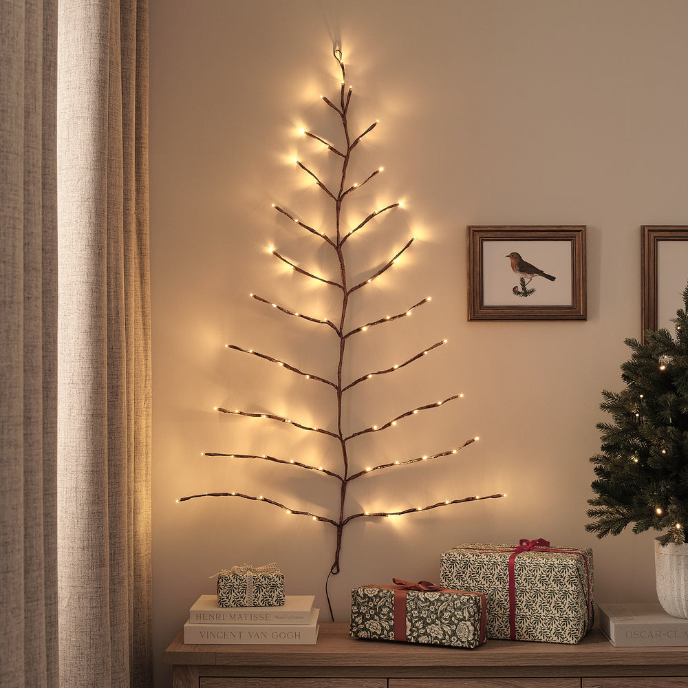 Sapin Mural Lumineux Minimaliste Doré de 1 m