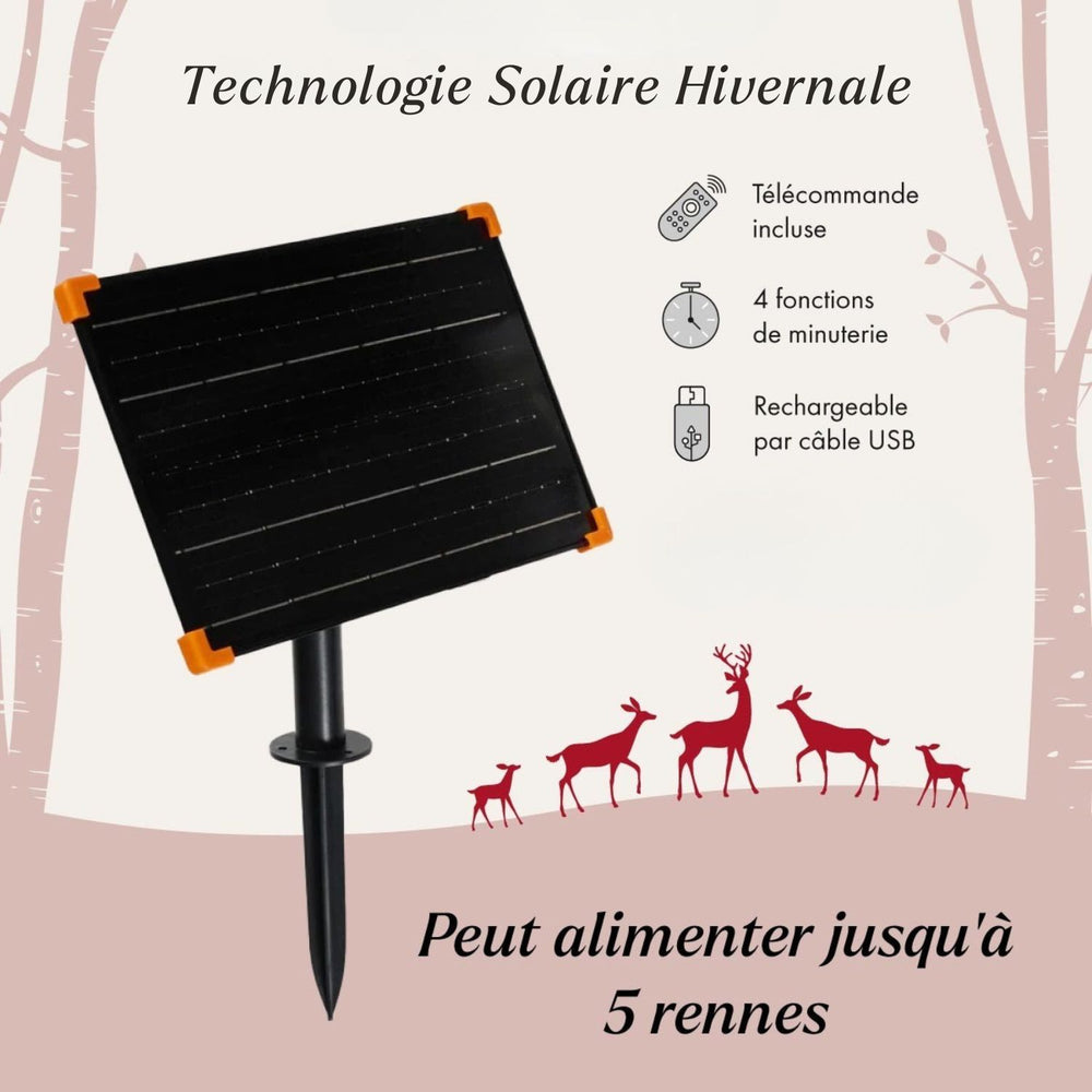 Faon de Noël Studley LED Solaire en Rotin, Couché