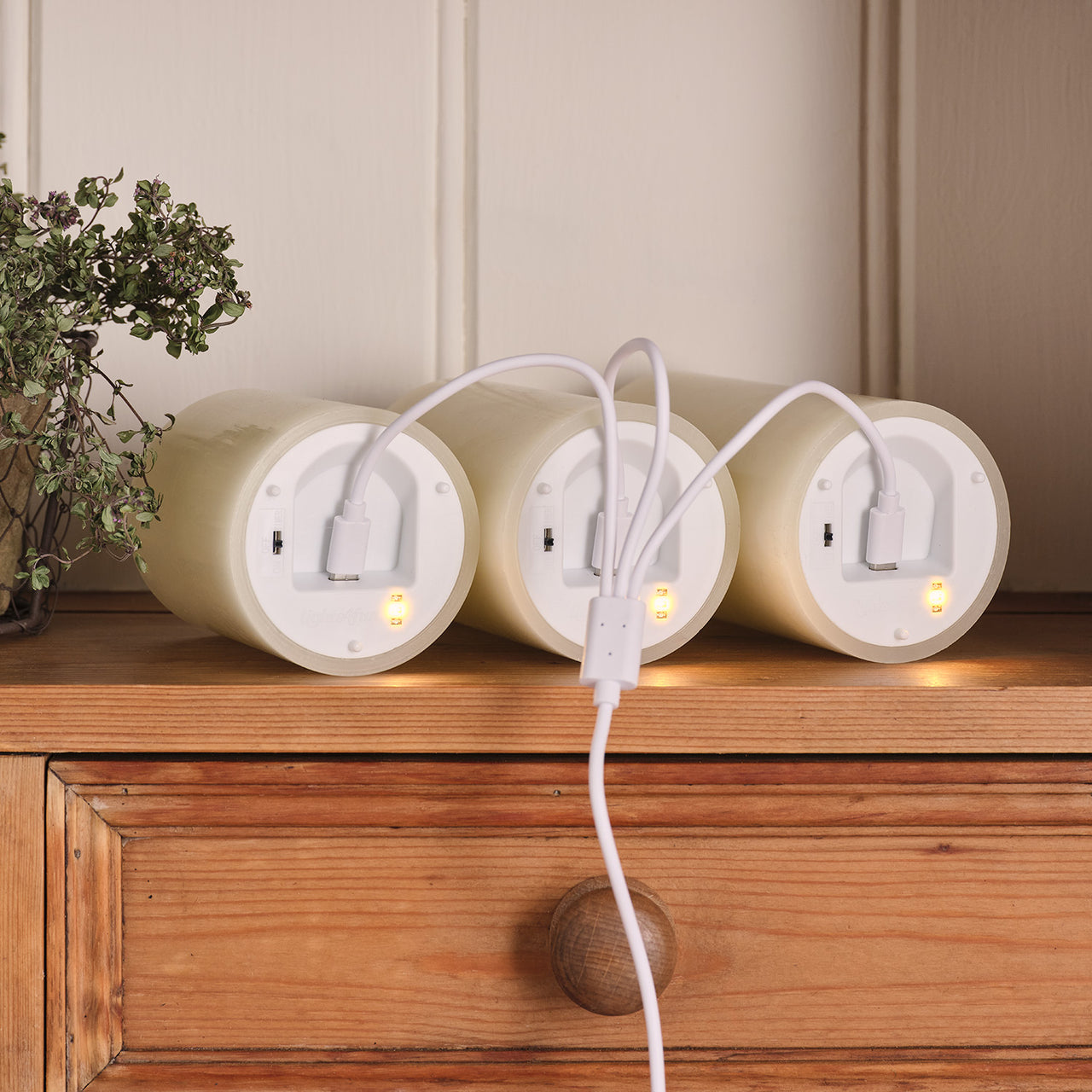 Trio de Bougies Piliers TruGlow® Ivoire Rechargeables