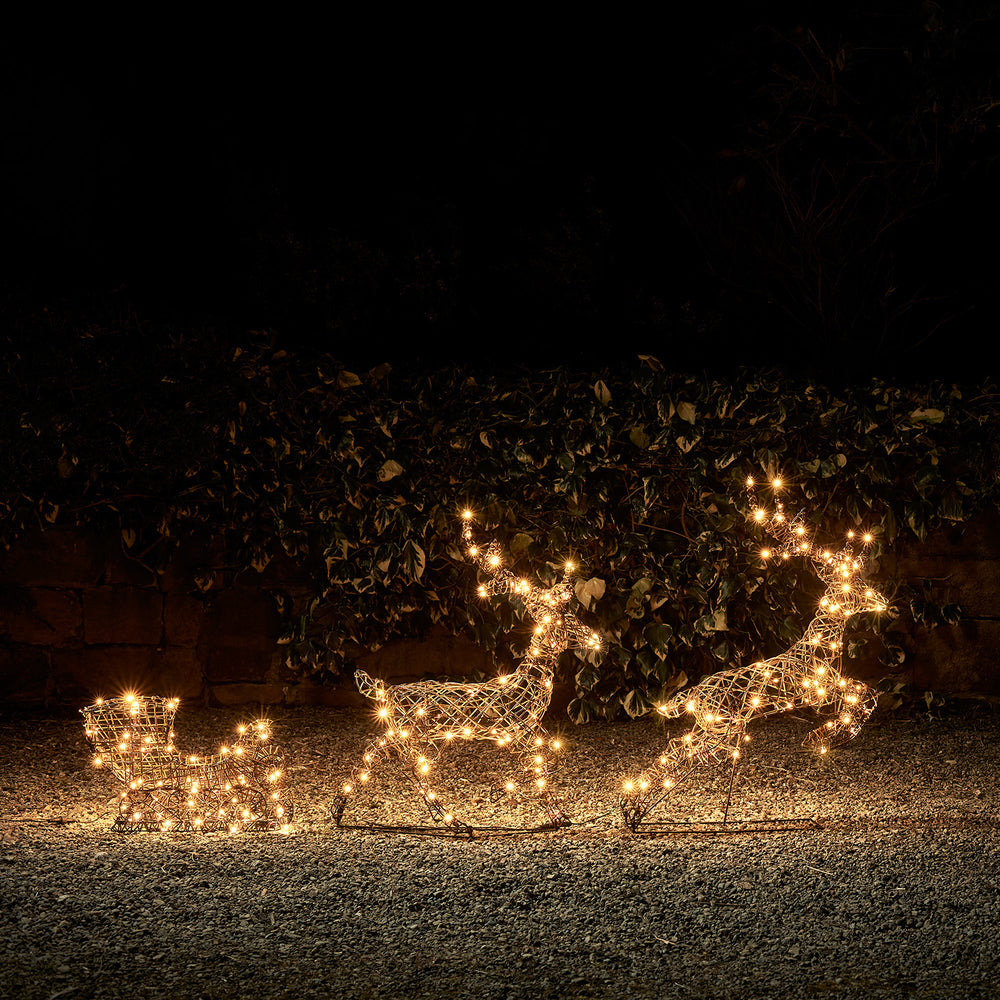 Rennes et Traîneau de Noël LED Solaires Studley