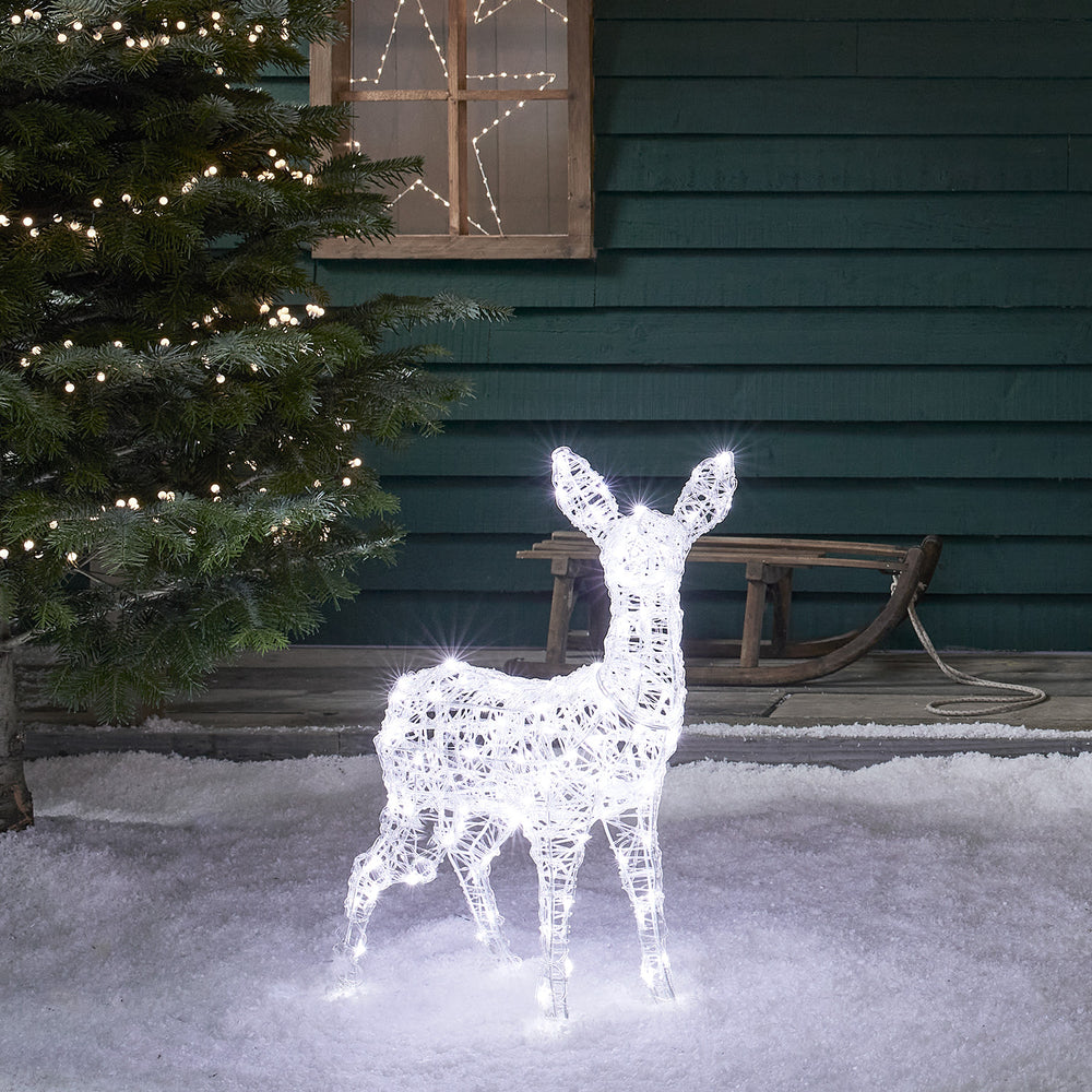 Renne lumineux de Noël Solaire 3D H105cm 180 LED blanc froid 8 modes IP44  SMART Connect