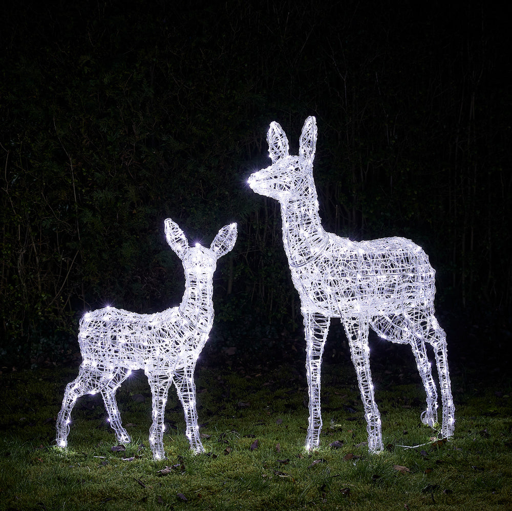 Duo Biche et Faon Swinsty LED Solaires en Acrylique à 300 LED Bicolores
