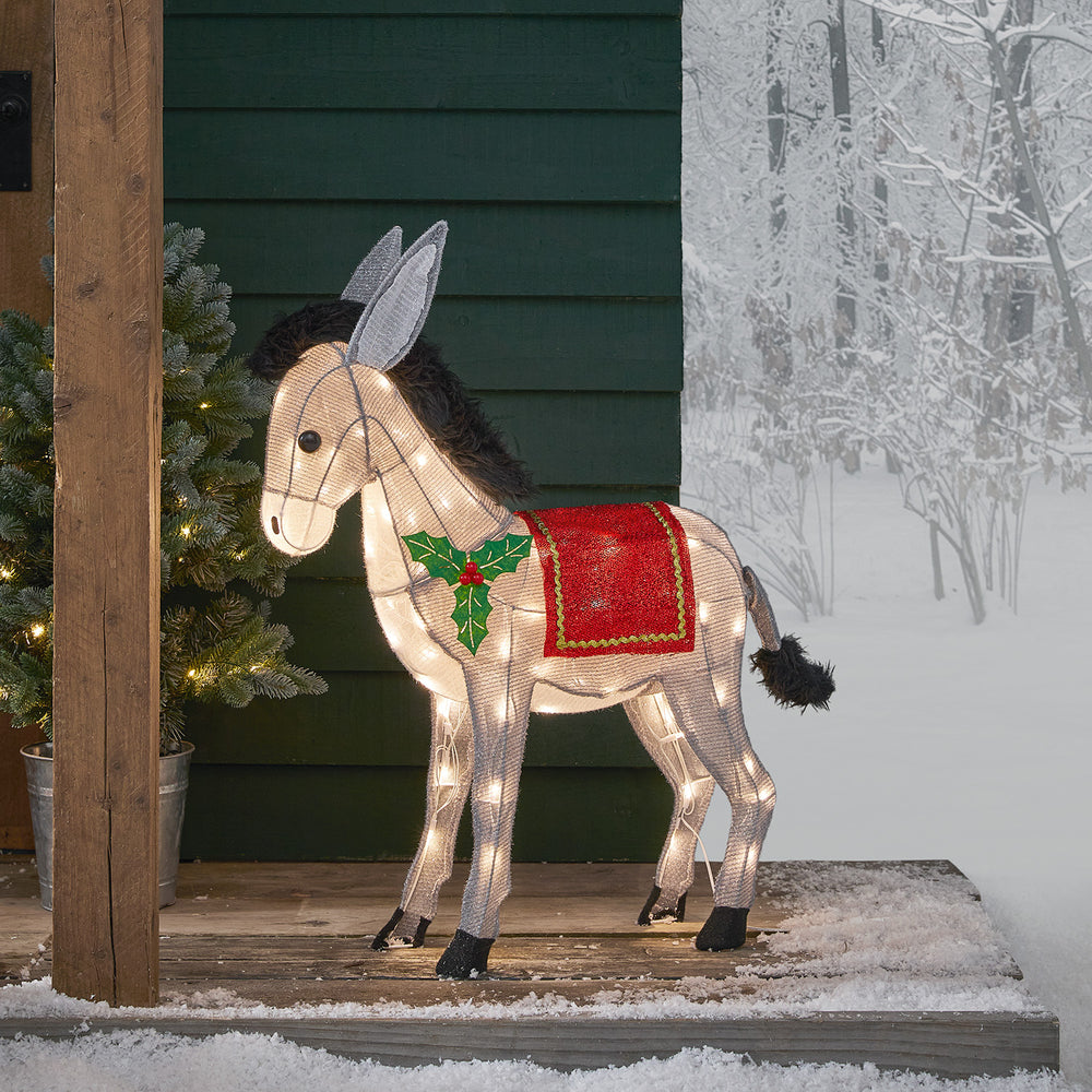 Âne de Noël Lumineux à Piles